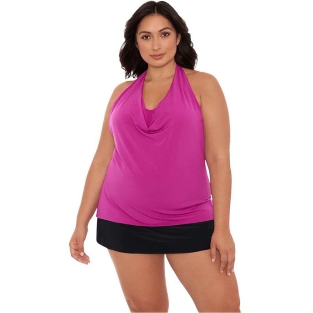 MAGICSUIT 24 TANKINI swim TOP PLUS SIZE‎ SOPHIE HALTER COWL NECK UNDERWIR